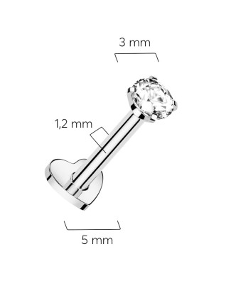 Piercing do brady TITAN, číry kameň