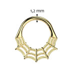 Pozlátený segment kruh pavučina - helix / cartilage / tragus piercing TITAN