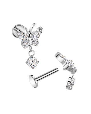 Piercing do brady - labreta s motýlikom TITAN, 1,2 x 6 mm