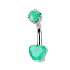 Piercing do pupku srdiečko - TITAN, Zelený Onyx