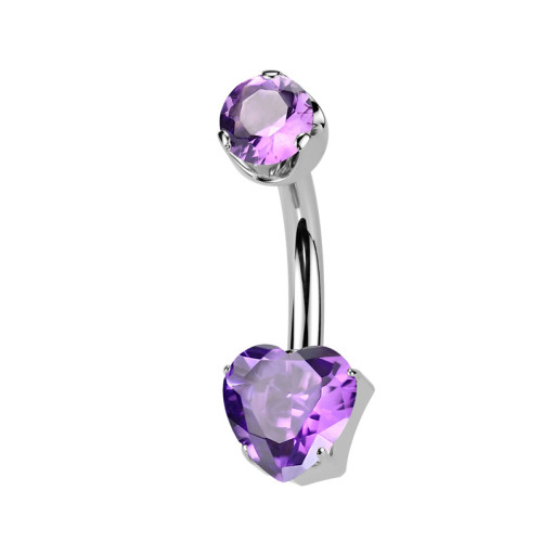 Piercing do pupku srdiečko - TITAN, Amethyst