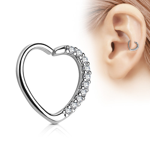 Piercing do nosa/ucha srdca, číre kamienky