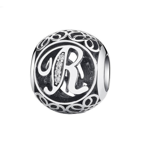 Strieborný prívesok korálek písmeno R