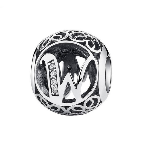 Strieborný prívesok korálek písmeno W