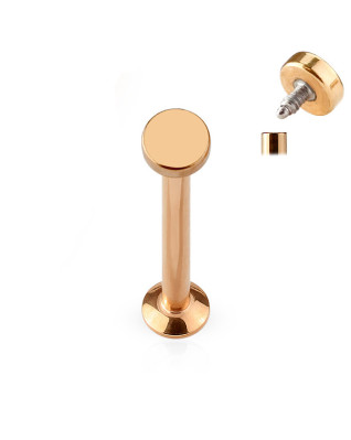 Zlatý piercing do brady - labreta 1,2 x 6 mm, koliesko 3 mm