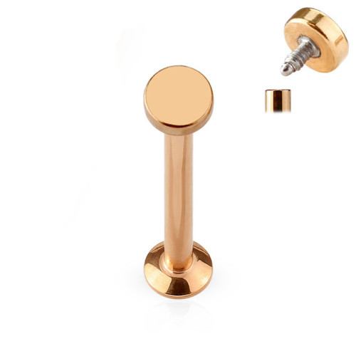 Zlatý piercing do brady - labreta 1,2 x 6 mm, koliesko 3 mm