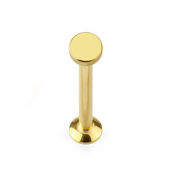Zlatý piercing do brady - labreta 1,2 x 6 mm, koliesko 3 mm