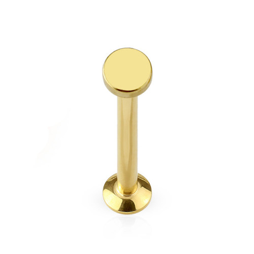 Zlatý piercing do brady - labreta 1,2 x 6 mm, koliesko 3 mm