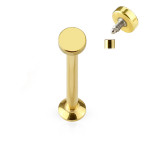 Zlatý piercing do brady - labreta 1,2 x 6 mm, koliesko 3 mm