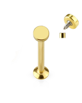 Zlatý piercing do brady - labreta 1,2 x 6 mm, koliesko 3 mm