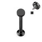 Čierny piercing do brady - labreta 1,2 x 6 mm, koliesko 3 mm