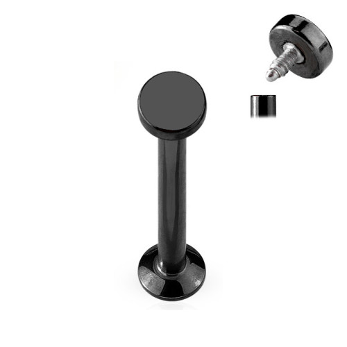 Čierny piercing do brady - labreta 1,2 x 6 mm, koliesko 3 mm