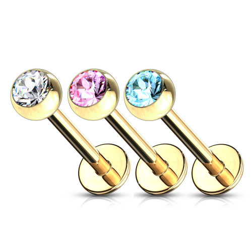 Pozlátený piercing do brady - labreta