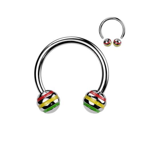 Piercing - podkova - farebné prúžky