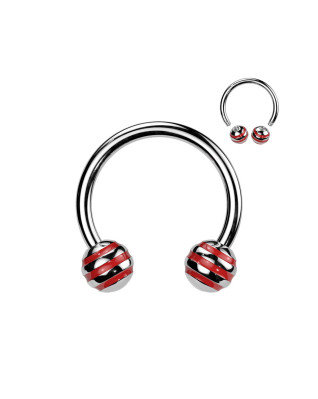 Piercing - podkova - červené prúžky