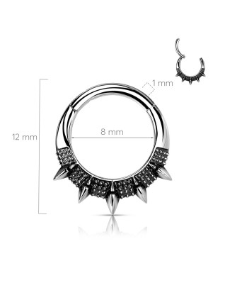 Segment kruh s hrotmi - helix / cartilage / tragus piercing 1,2 x 8 mm