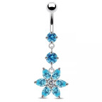 Strieborný piercing do pupku - kvietka