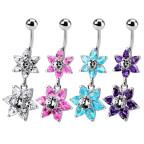Strieborný piercing do pupku - kvietky