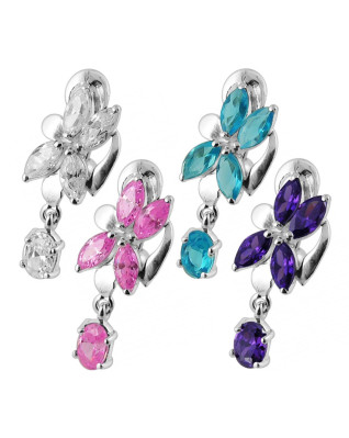 Strieborný piercing do pupku so štítom - obrátený