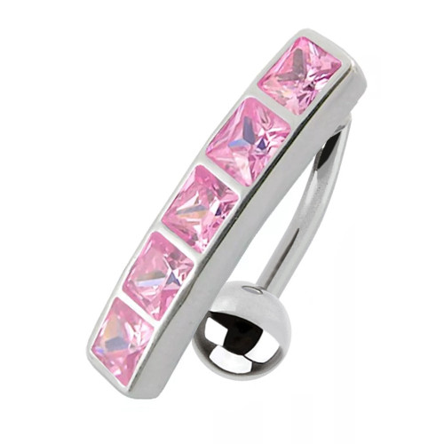 Strieborný piercing do pupku so štítom - obrátený