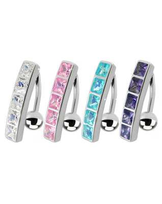 Strieborný piercing do pupku so štítom - obrátený