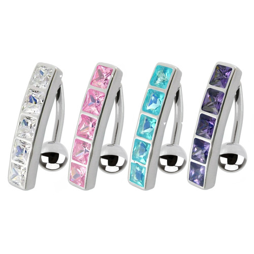 Strieborný piercing do pupku so štítom - obrátený