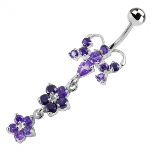 Strieborný piercing do pupku - motýlik