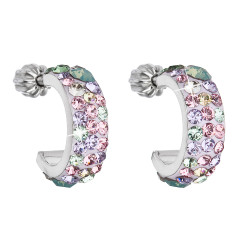 Strieborné náušnice kruhy s kryštálmi Crystals from Swarovski®, Sakura