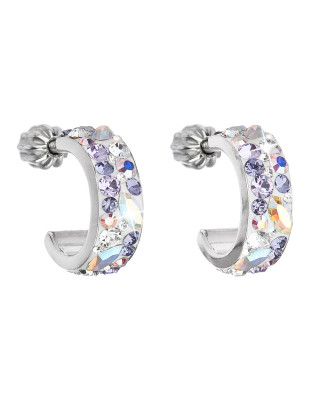 Strieborné náušnice kruhy s kryštálmi Crystals from Swarovski®, Violet