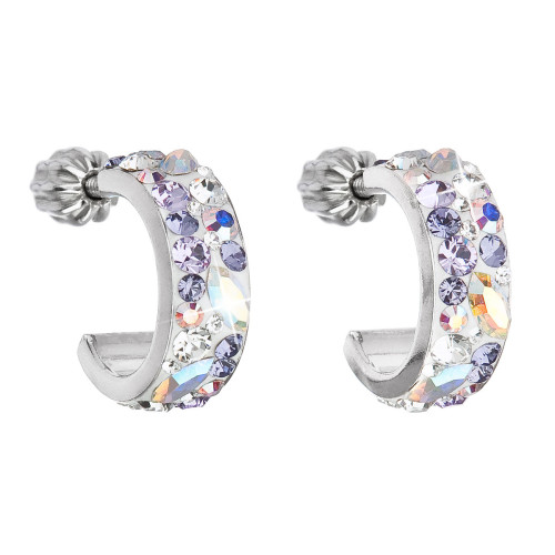 Strieborné náušnice kruhy s kryštálmi Crystals from Swarovski®, Violet
