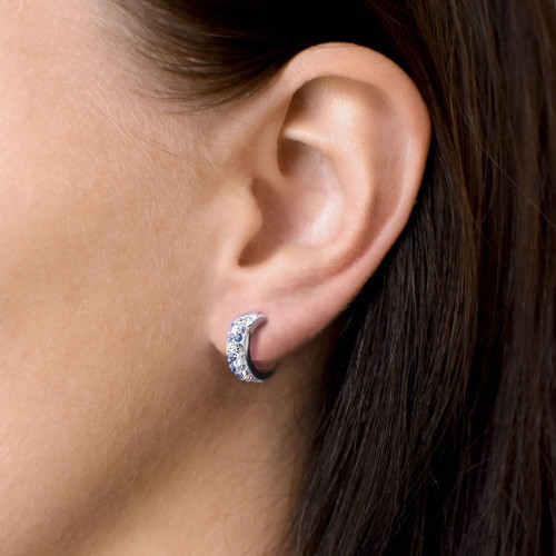 Strieborné náušnice kruhy s kryštálmi Crystals from Swarovski®, Violet