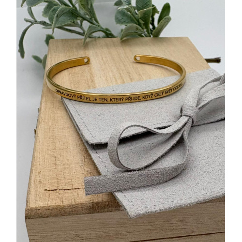 Oceľový náramok s rytinou textu, šírka 4 mm