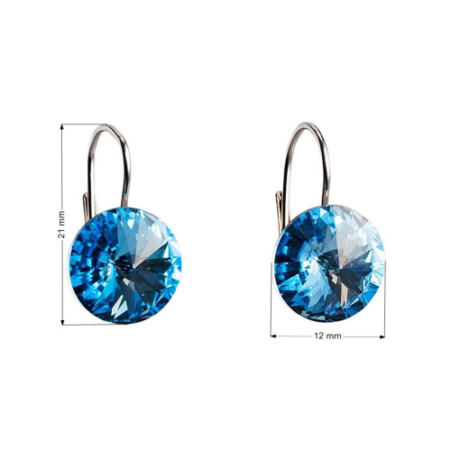 Strieborné náušnice s kryštálmi Crystals from Swarovski® Aqua