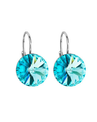 Strieborné náušnice s kryštálmi Crystals from Swarovski® Light Turquoise