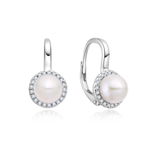 Strieborné náušnice s okrúhlymi zirkónmi
