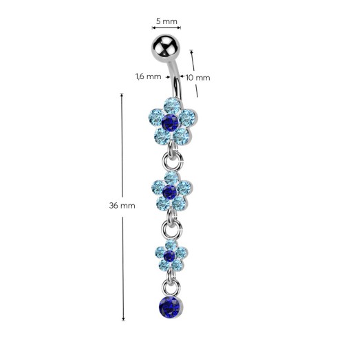Visiaci piercing do pupku - kvietky