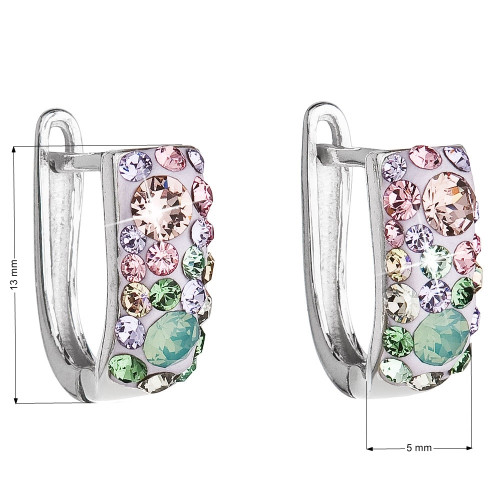Strieborné náušnice s kryštálmi Crystals from Swarovski®, Sakura