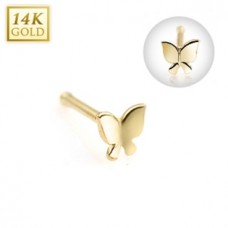 Zlatý piercing do nosa - motýlik, Au 585/1000