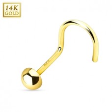 Zlatý piercing do nosa - pologulička, žlté zlato Au 585/1000