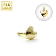 Zlatý piercing do nosa - srdiečko, Au 585/1000
