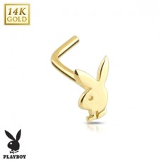 Zlatý piercing do nosa - zajačik Playboy, Au 585/1000