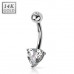 Zlatý piercing do pupku z bieleho zlata, Au 585/1000